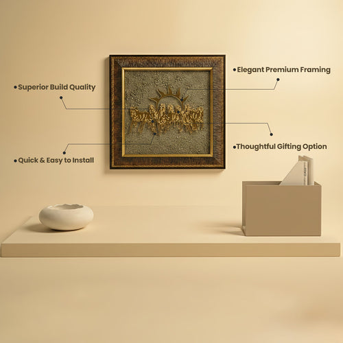 7 Horses On Raw Pyrite Frame