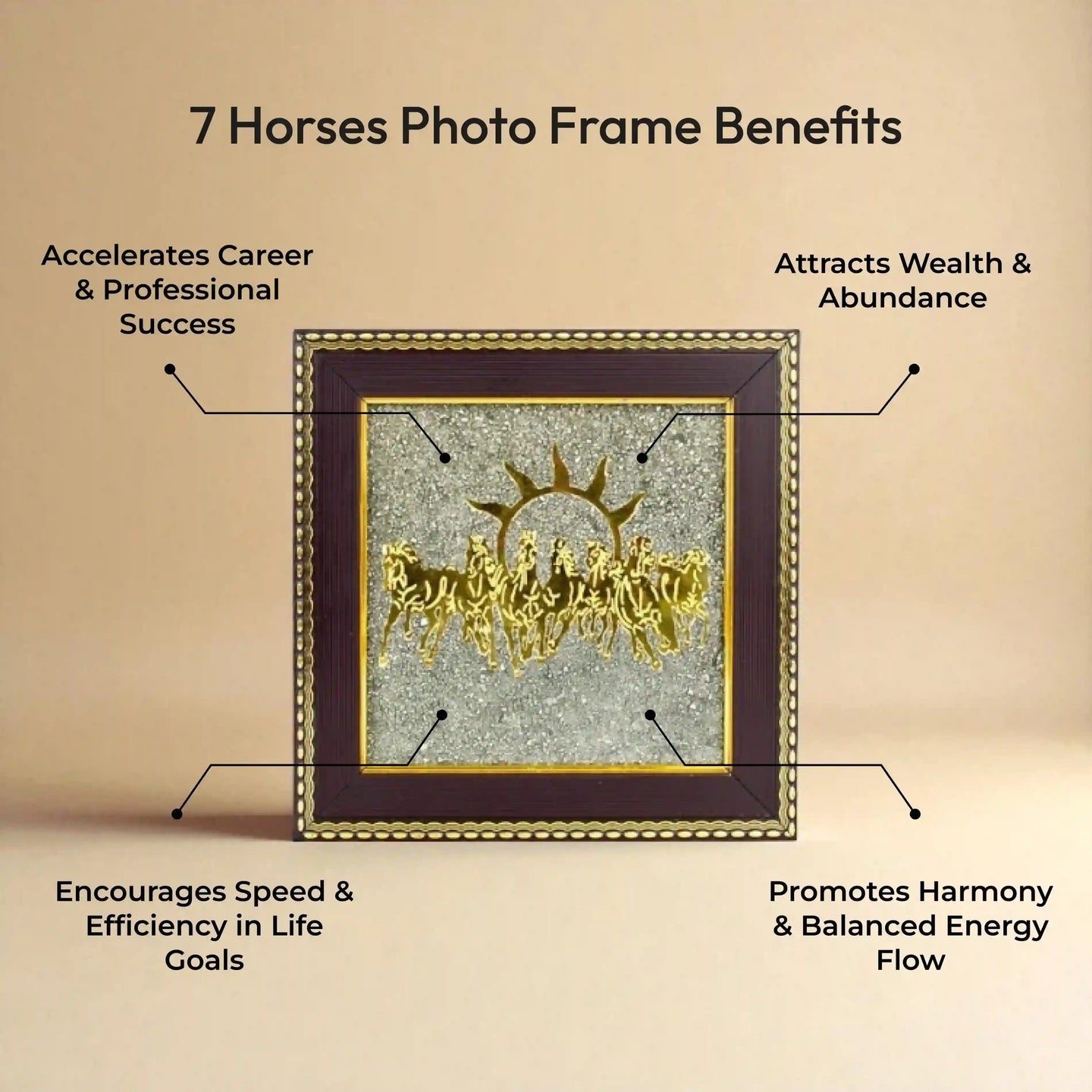 7 Horses On Raw Pyrite Frame